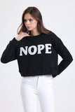 Zomers Kadın Nakışlı NOPE Siyah Sweatshirt