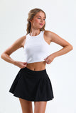 Beyaz Fitted Halter Yaka Fitilli Crop Esnek Örme Atlet