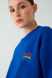 Kadın Şardonlu Nakış İşlemeli Breathe Oversize Sweatshirt