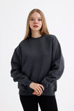 Kadın Oversize Basic Şardonlu Baskısız Sweatshirt