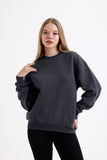 Kadın Oversize Basic Şardonlu Baskısız Sweatshirt