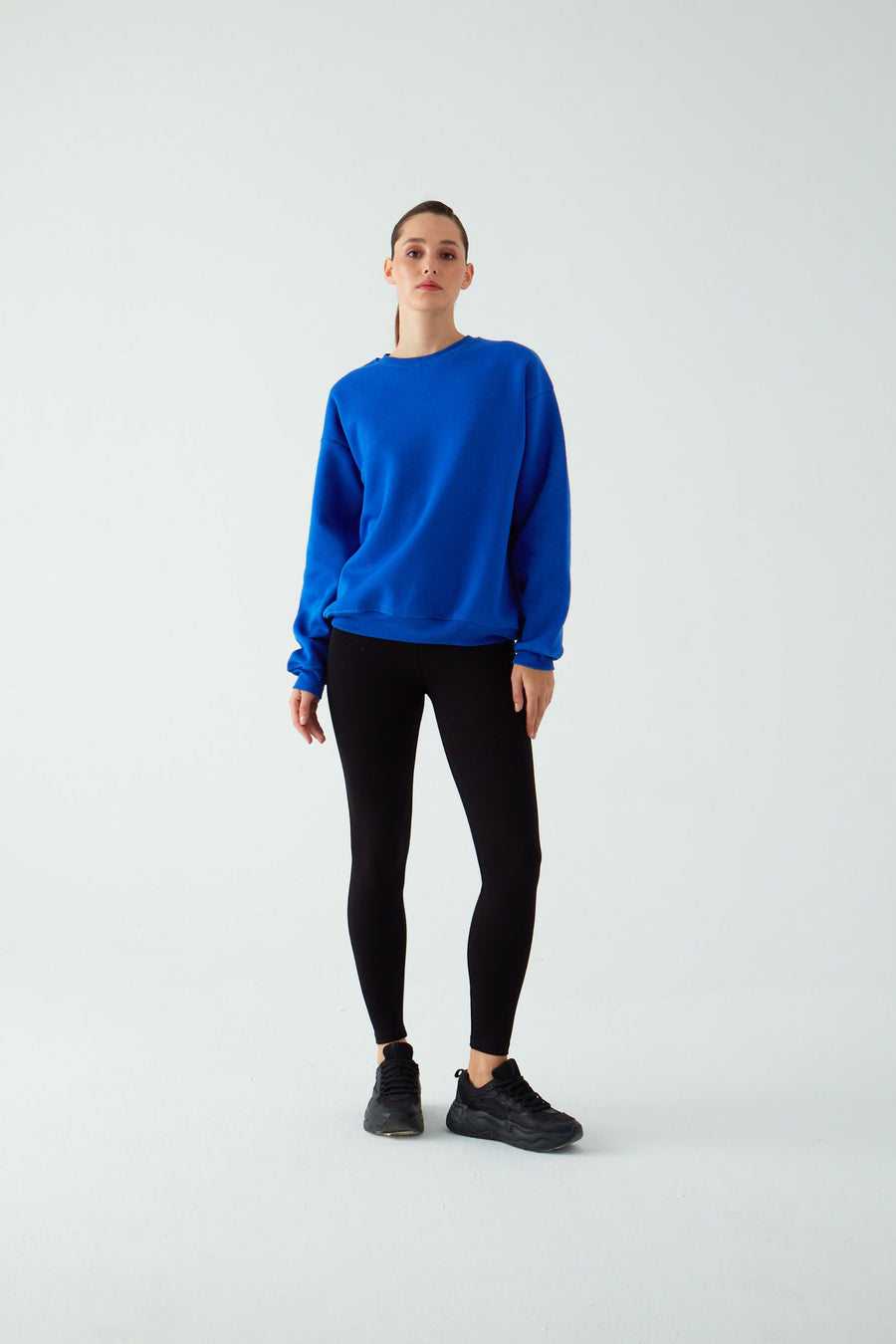 Kadın Oversize Basic Şardonlu Baskısız Sweatshirt