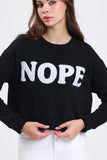 Zomers Kadın Nakışlı NOPE Siyah Sweatshirt