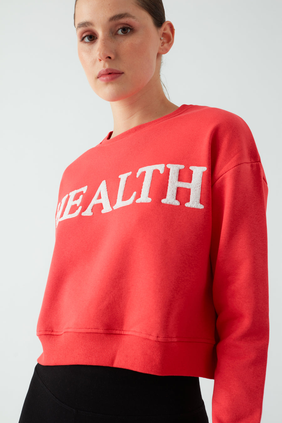 Zomers Kadın Nakışlı HEALTH Nar Çiçeği Sweatshirt