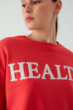 Zomers Kadın Nakışlı HEALTH Nar Çiçeği Sweatshirt