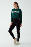 Zomers Kadın Nakışlı EMPATHY Yeşil Sweatshirt