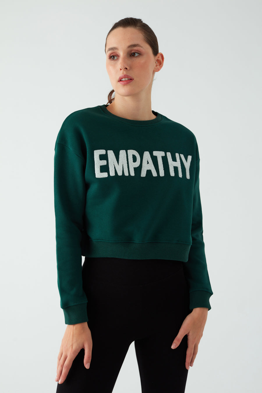 Zomers Kadın Nakışlı EMPATHY Yeşil Sweatshirt