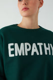 Zomers Kadın Nakışlı EMPATHY Yeşil Sweatshirt