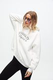 Kadın Beyaz Oversize Kapüşonlu Sweatshirt